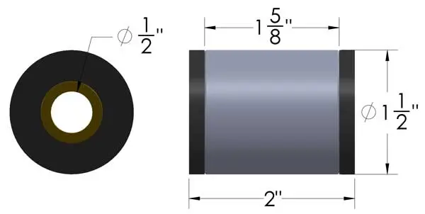 Dom Sleeve & Poly Bushing 2 Inch Mounting Width 1/2" Bolt Hole 2
