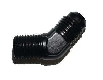 Black Anodized, Adaptor Male /Male 45Deg, -6 Male Flare To 1/4" Npt Male 1