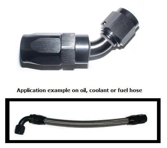 Black Anodized -10 An 45 Degree Hose End 1