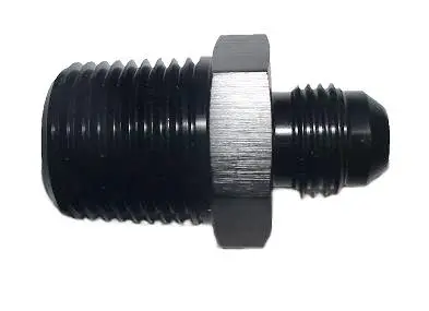 Black Anodized, Adaptor Male /Male Straight, -6 Male Flare To 1/2" Npt Male 1