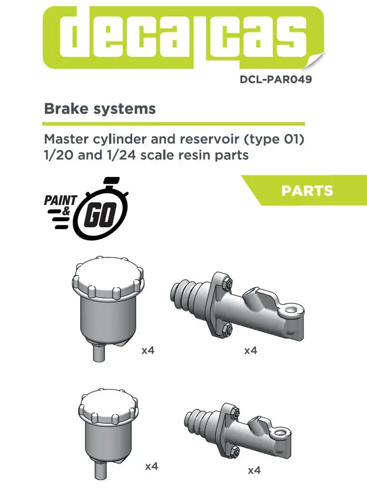 Decalcas Brake System: Master Cylinder And Reservoir 1/24 Scale 1
