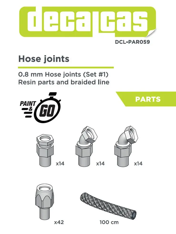 Decalcas Hose Joints 1/20 Scale 0.8Mm Hose Joints Set 1 2
