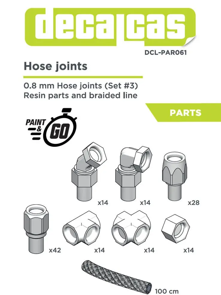 Decalcas Hose Joints 1/20 Scale 0.8Mm Hose Joints Set 3 1