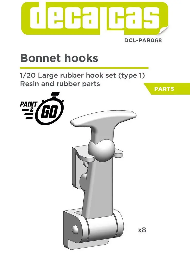 Decalcas Large Rubber Bonnet Hooks Type 1 - 1/20 Scale 1