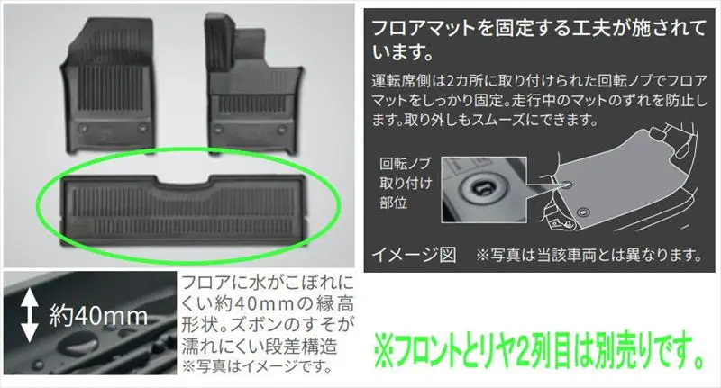『アルファード』 純正 Aahh40w Agh40w Aahh45w Agh45w スノー・レジャー用フロアマット縁高タイプ（リヤ２列目のみ） ※フロント別売 パーツ トヨタ純正部品 フロアカーペット カーマット カーペットマット オプション アクセサリー 用品 1