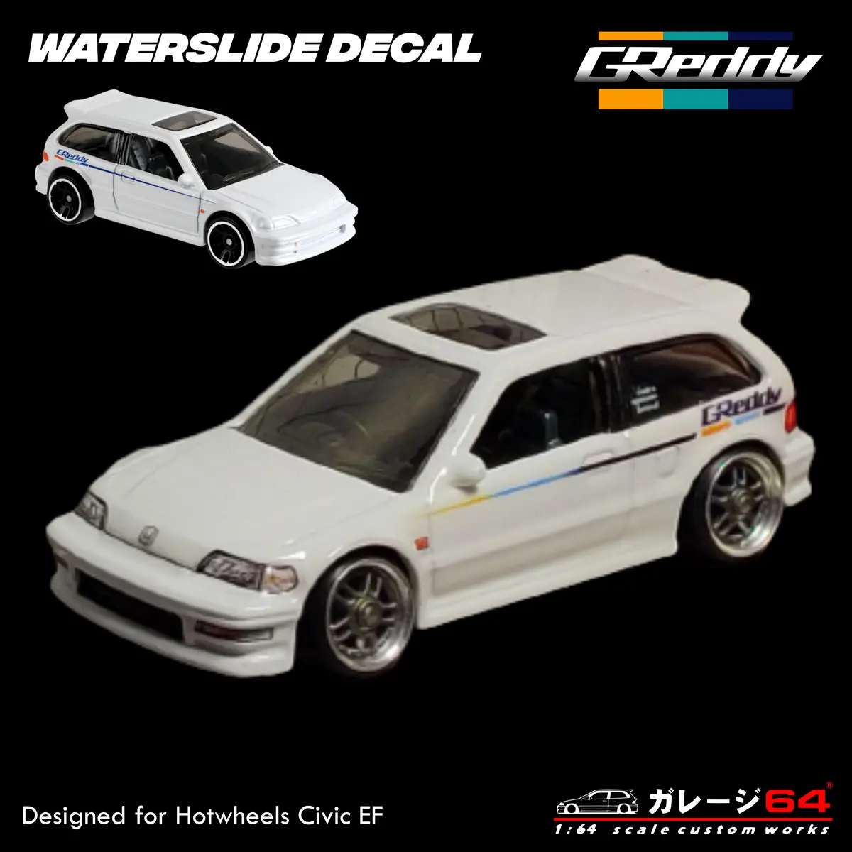 Decal Set Hot Wheels Civic Ef Greddy 1
