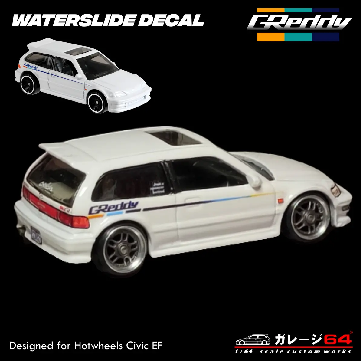 Decal Set Hotwheels Civic Ef Greddy Kenji 2