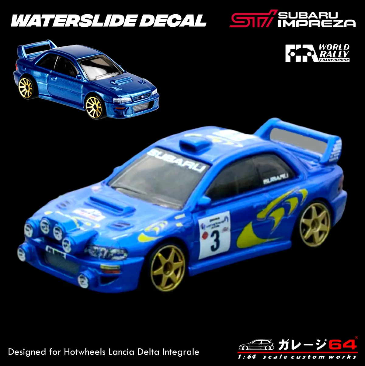 Decal Set Hot Wheels Subaru 22B World Rally Championship 1