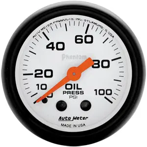Autometer Phantom Oil Pressure Gauge 0-100 Psi (Mechanical) 1
