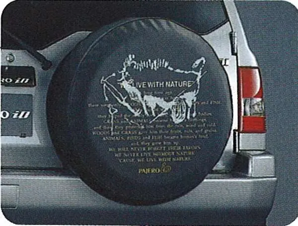 『パジェロイオ』 純正 H76 H77 スペアタイヤカバー（Nature） パーツ 三菱純正部品 自動車 劣化防止 背面タイヤ Pajero オプション アクセサリー 用品 1