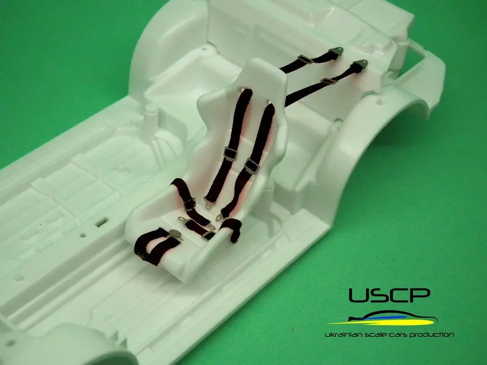 Uscp Racing Seatbelts Pe Set 1:24 - Black/Red/Blu/Green Colors 1