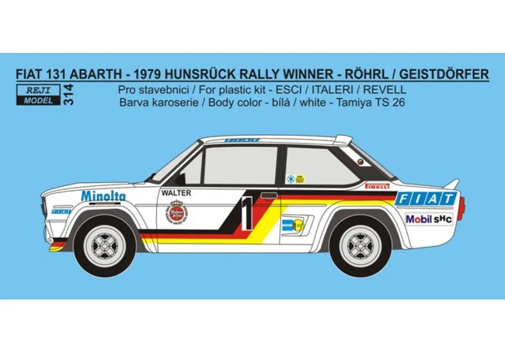 Reji Model  Fiat 131 Abarth Minolta #1 No. 314 1