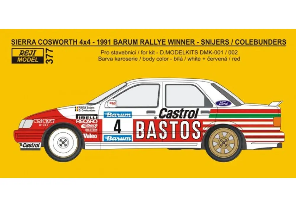 Reji Model Ford Sierra Cosworth 4X4 Group A Bastos Rally By Castrol #4 1