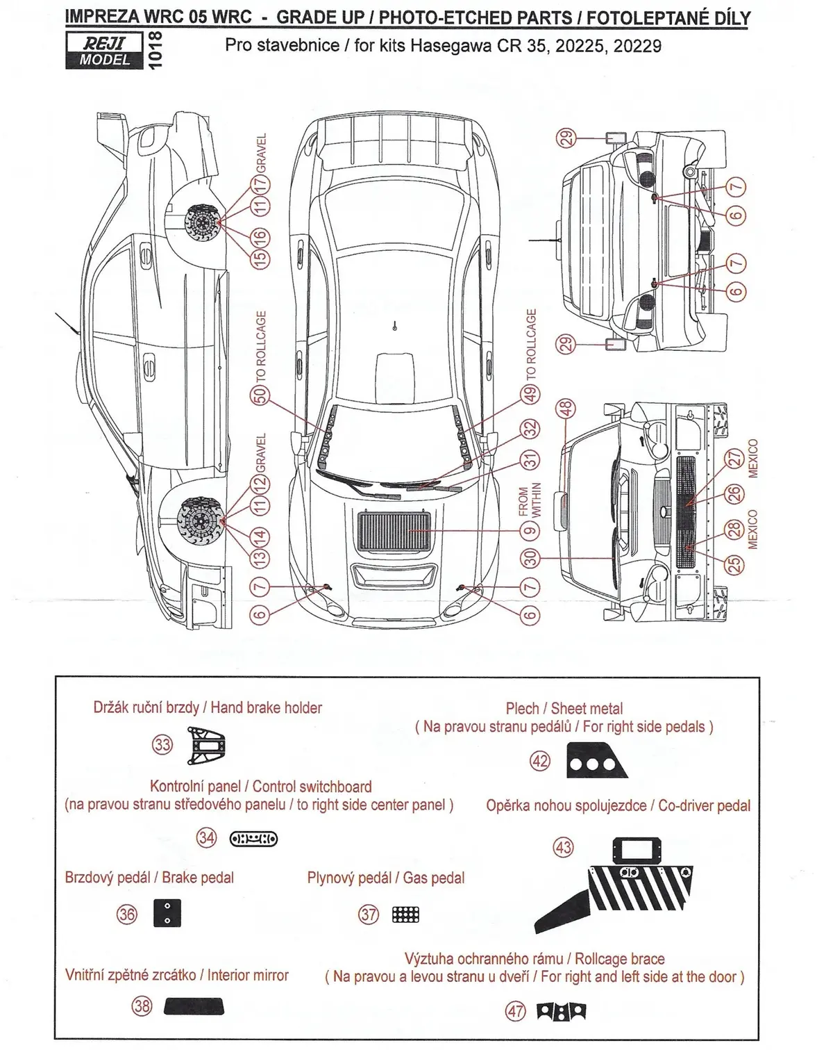 Reji Model Impreza Wrc 05 Photo-Etched Uprade Set 1