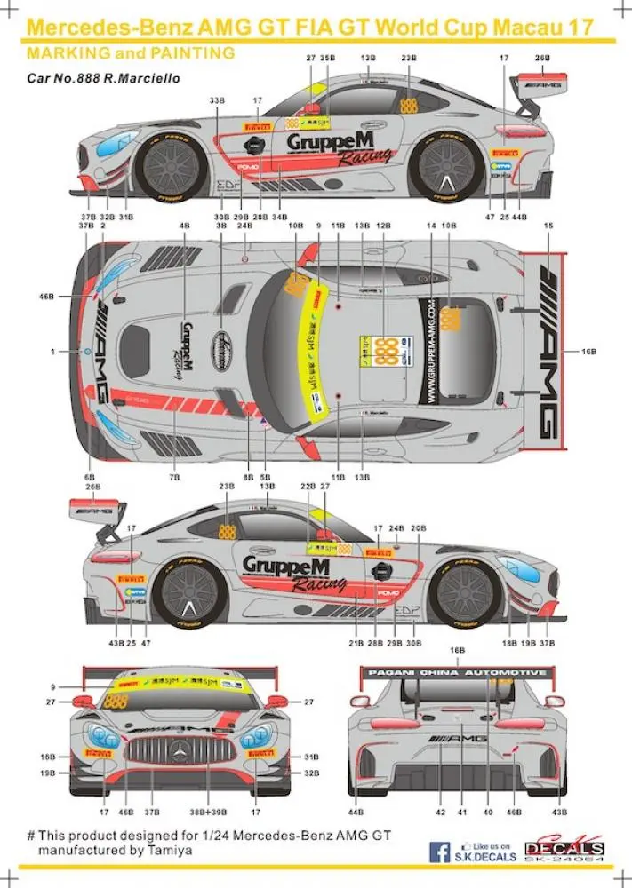 Sk Decals Mercedes Benz Amg Gt Fia Gt World Cup Macau '17 2