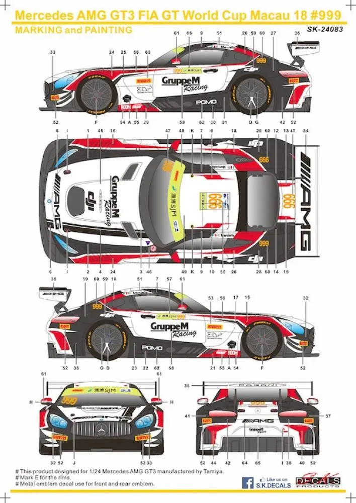 Sk Decals Mercedes Benz Amg Gt Fia Gt World Cup Macau '18 Gruppe M Racing 1