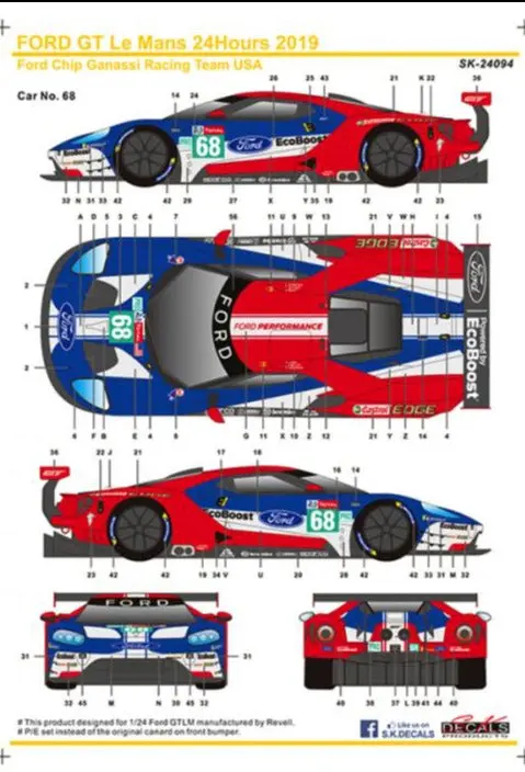 Sk Decals Ford Gt Le Mans 24Hours 2019 Team Ganassi Usa #68/#69 1