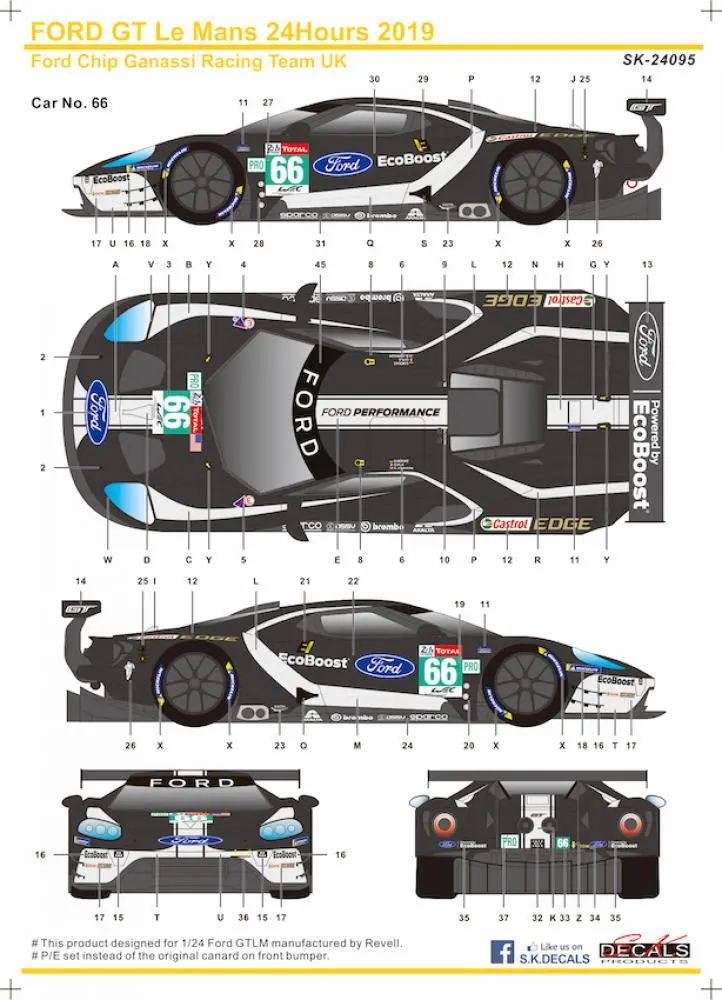 Sk Decals Ford Gt Le Mans 24Hours 2019 Team Ganassi Uk #66/#67 1