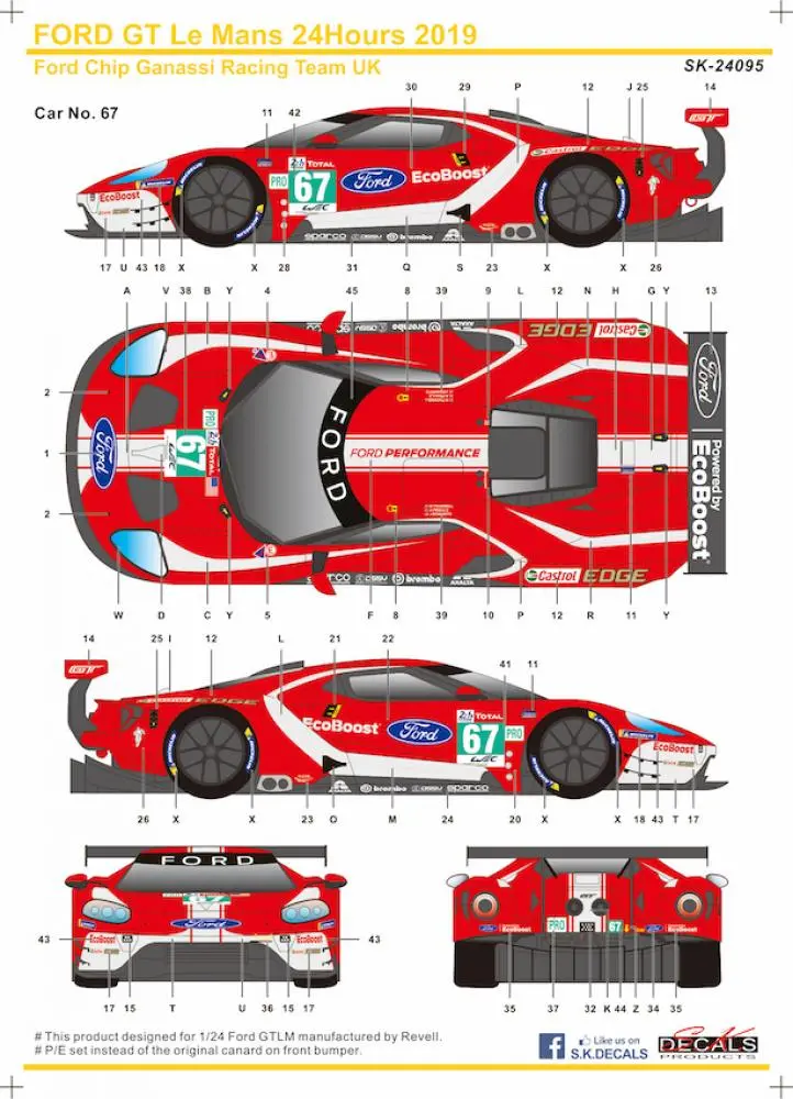 Sk Decals Ford Gt Le Mans 24Hours 2019 Team Ganassi Uk #66/#67 2