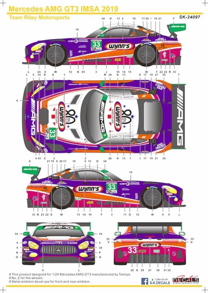Sk Decals Mercedes Amg Gt3 Imsa '19 Team Riley Motorsports 1