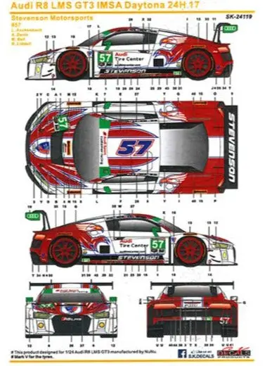 Sk Decals Audi R8 Lms Gt3 Imsa Daytona 24H '17 Stevenson Motorsports 1
