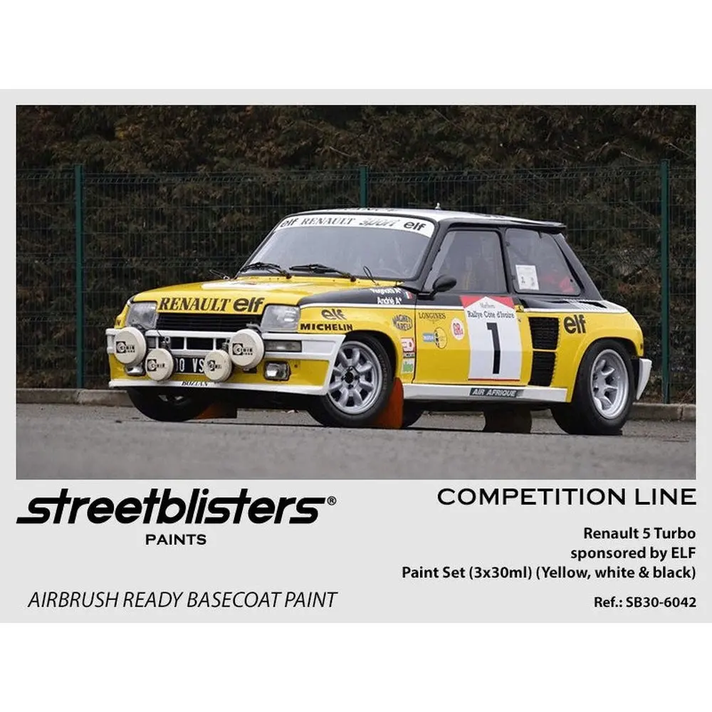 Streetblisters Paints - Renault 5 Turbo Sponsored By Elf Paint Set (Yellow, White & Black) Sb30-6042 1