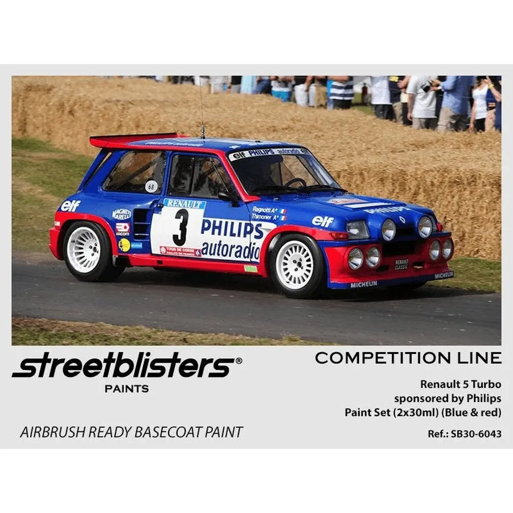 Streetblisters Paints - Renault 5 Turbo Sponsored By Philips Paint Set (Blue & Red) Sb30-6043 1