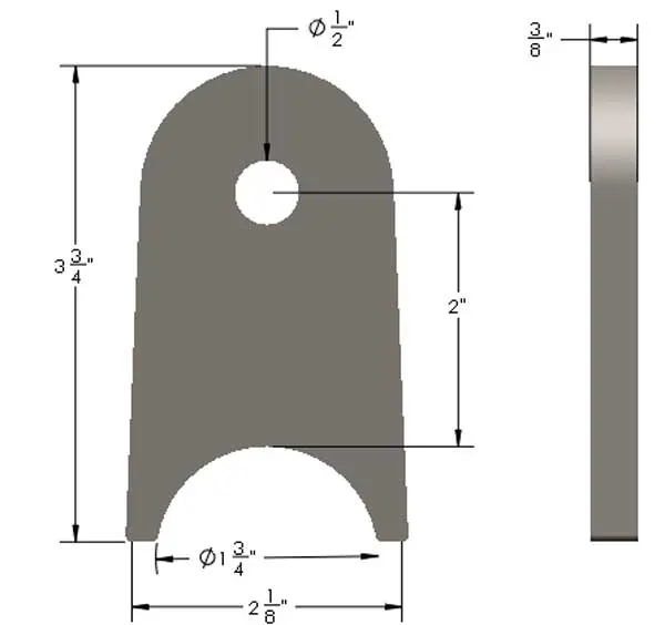 3/8" Thick 1 3/4" Tube Link Tab 3