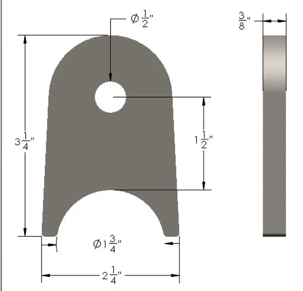 3/8" Thick 1 3/4" Tube Link Tab 2