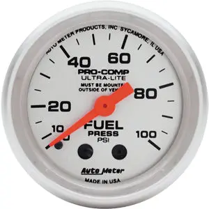 Autometer Ultra-Lite Fuel Pressure Mechanical Gauge 0-100 Psi 1