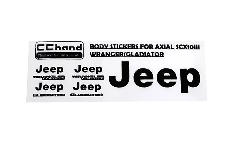 Metal Logo Decal Sheet For Axial 1/10 Scx10 Iii Jeep (Gladiator/Wrangler) (Black) 1