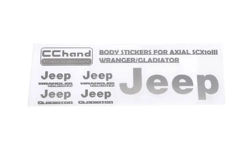 Metal Logo Decal Sheet For Axial 1/10 Scx10 Iii Jeep (Gladiator/Wrangler) (Silver) 1