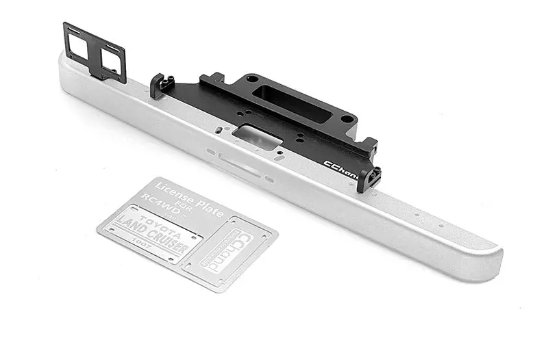Classic Front Bumper W/ License Plate For Rc4wd Trail Finder 2 Truck Kit "Lwb" W/ 1980 Toyota Land Cruiser Fj55 Lexan Body Set (Silver) 1