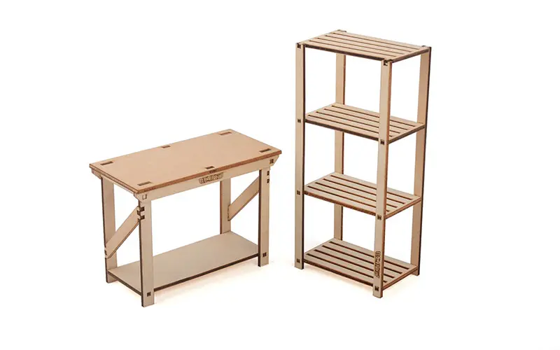 1/10 Wood Garage Shelves And Work Bench Set 1