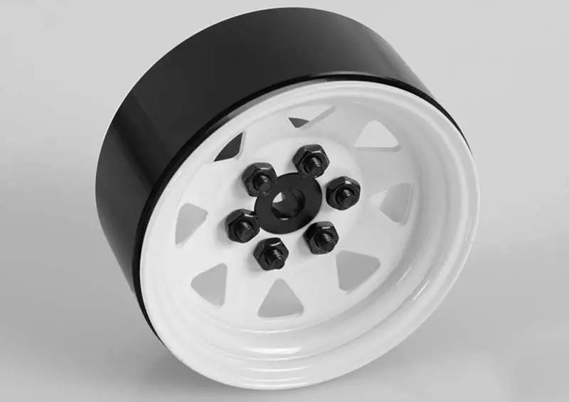 6 Lug Wagon 1.9" Steel Stamped Beadlock Wheels (White) 1