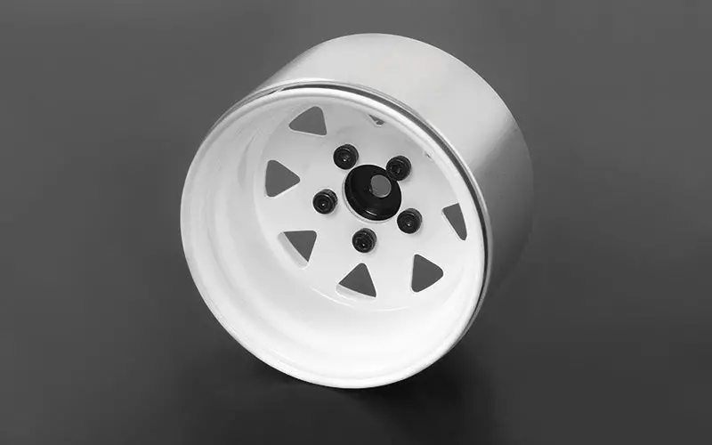5 Lug Deep Dish Wagon 1.9" Steel Stamped Beadlock Wheels (White) 1
