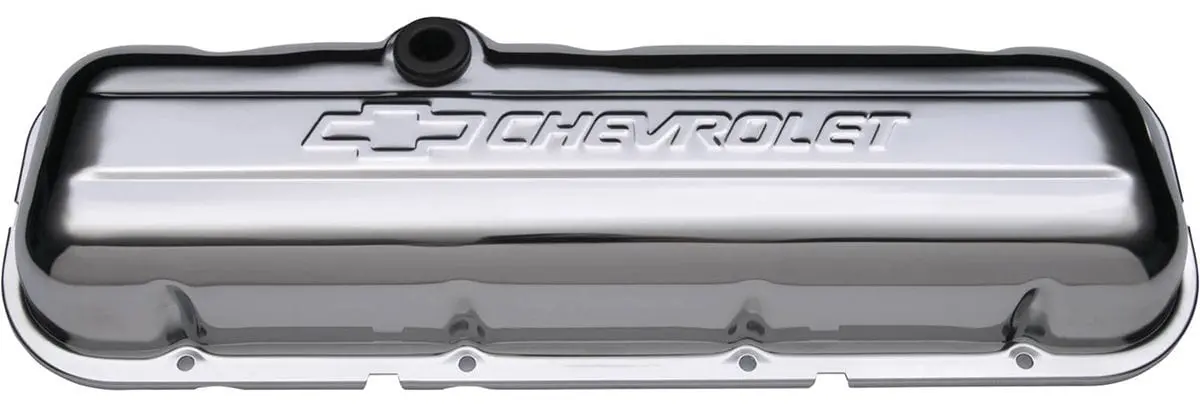 Chrome Chevrolet-Branded Stamped Valve Covers With Short-Style Baffle Design (Pr141) 1