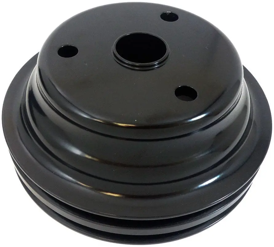 Black Anodized Double-Groove Aluminum Crank Pulley – 6.6" Diameter 1